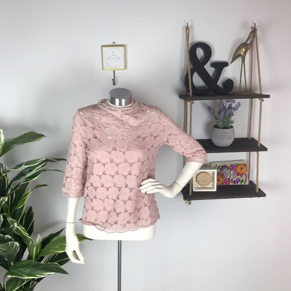 J. Crew Collection Lustre Lace Mockneck Tee